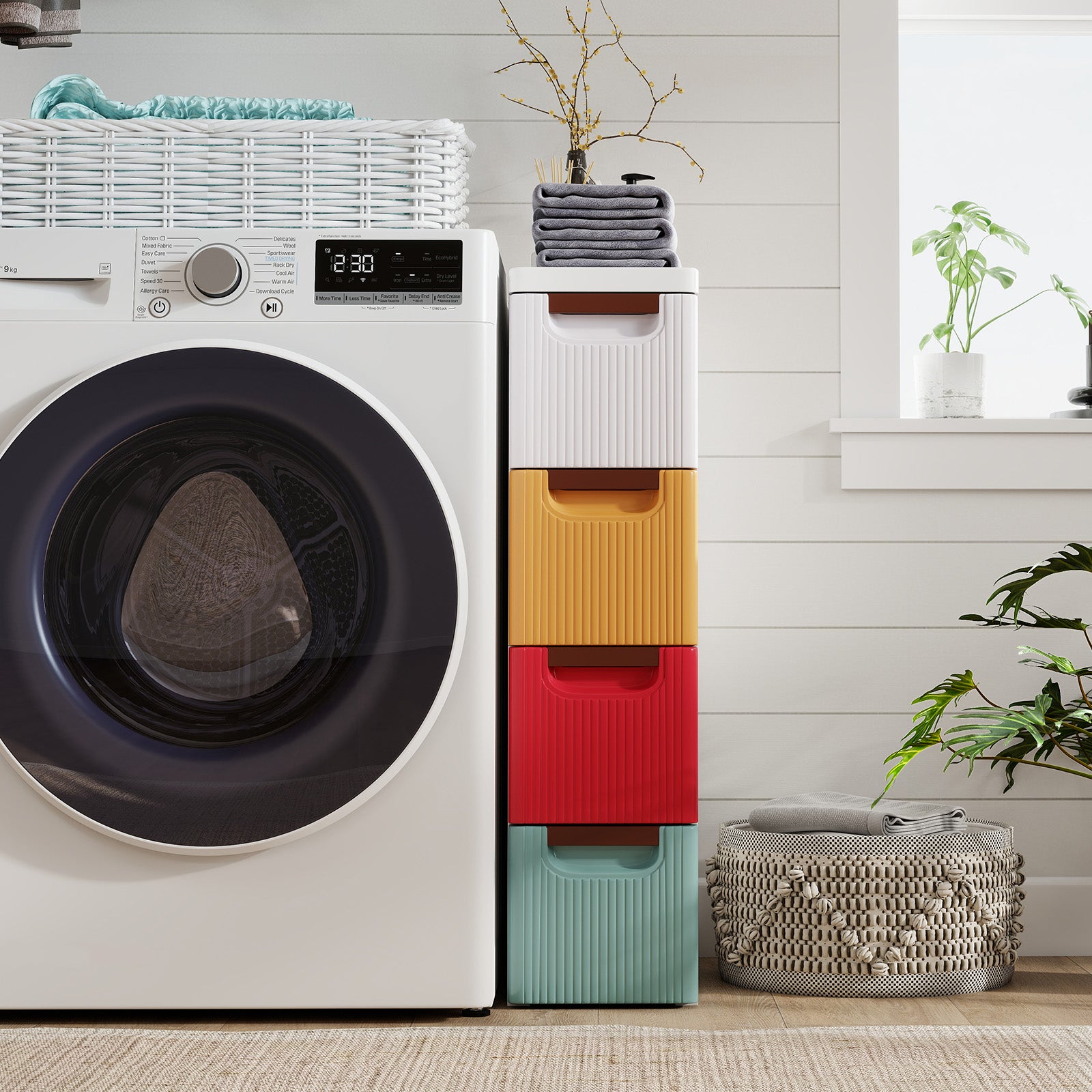 4-Drawer Rolling Organizer Unit Narrow Storage Cabinet with Built-In Wheels for Small Space-Colorful, Multicolor Dressers & Chests at Gallery Canada