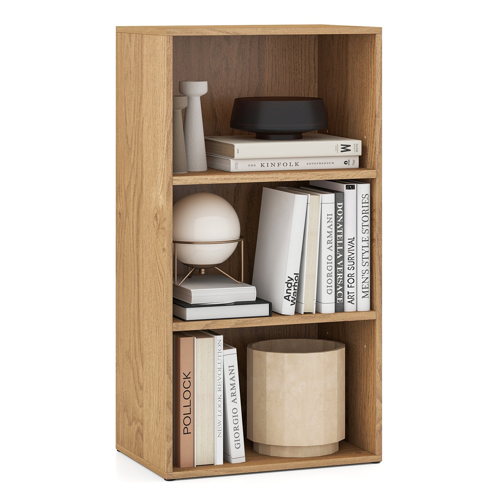 3-Tier Cube Bookcase with Adjustable Shelves for Home Office, Natural Bookcases Natural at Gallery Canada