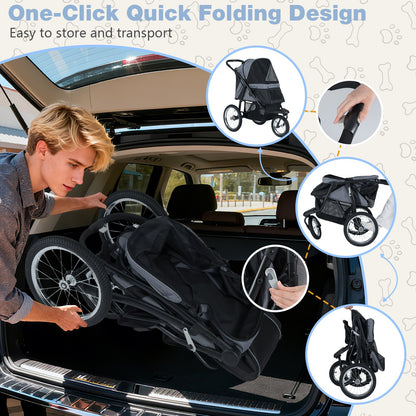 3-Wheel Pet Stroller for Small and Medium Dogs Foldable Cat Stroller Jogger, Gray Dog Supplies at Gallery Canada