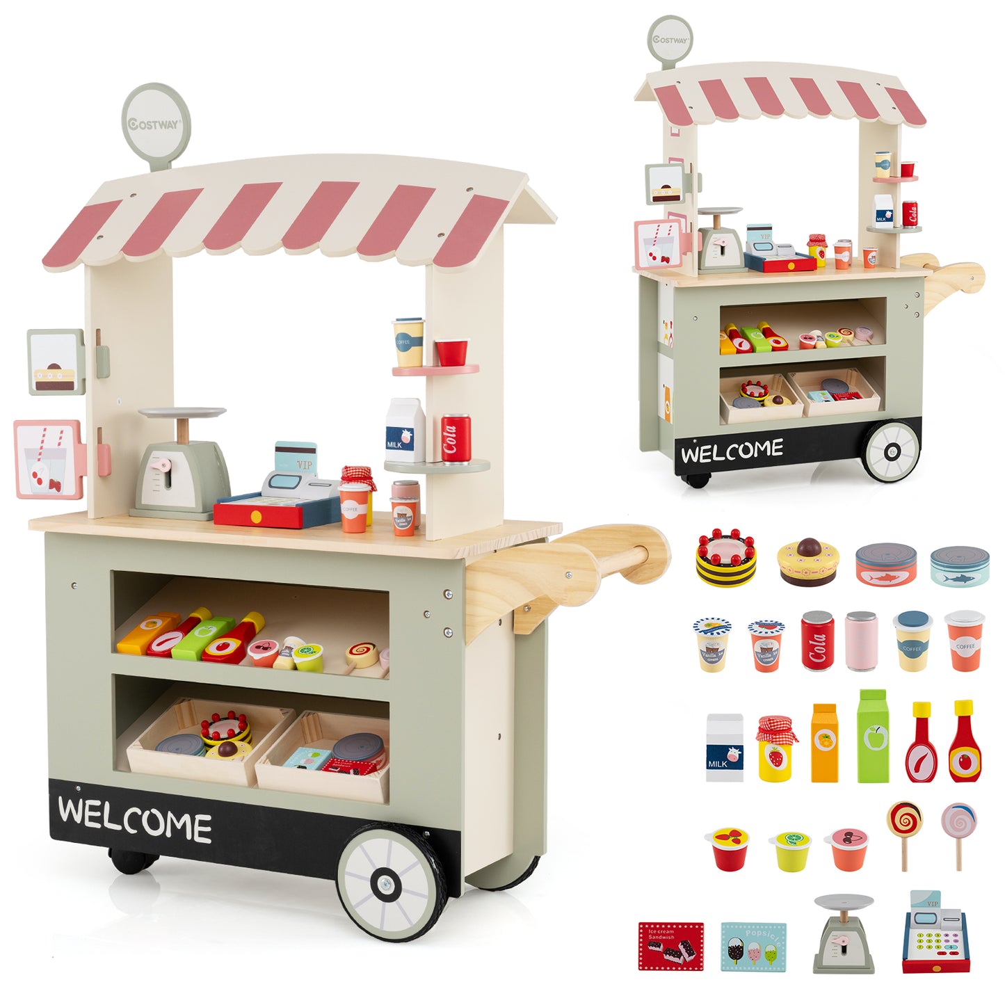 Toy Cart Play Set with POS Machine and Lovely Scale, Green Pretend Toys at Gallery Canada