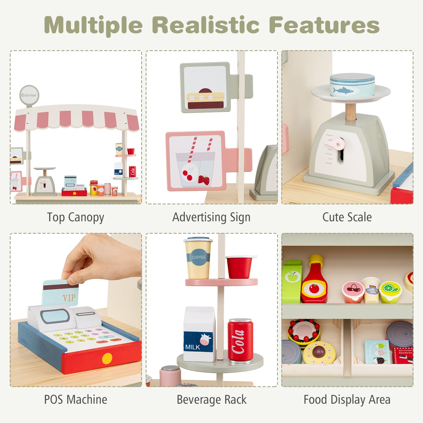 Toy Cart Play Set with POS Machine and Lovely Scale, Green Pretend Toys at Gallery Canada