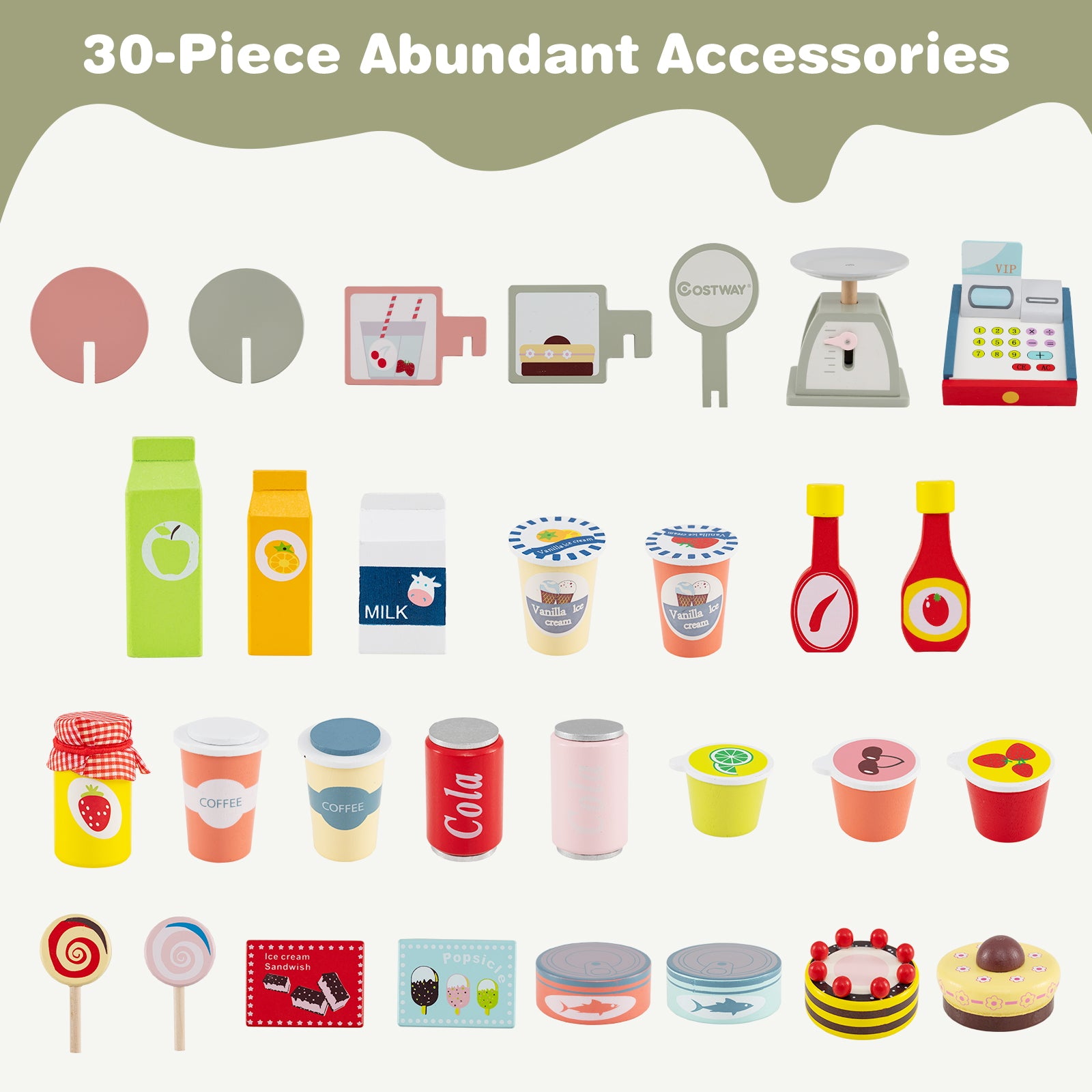 Toy Cart Play Set with POS Machine and Lovely Scale, Green Pretend Toys at Gallery Canada