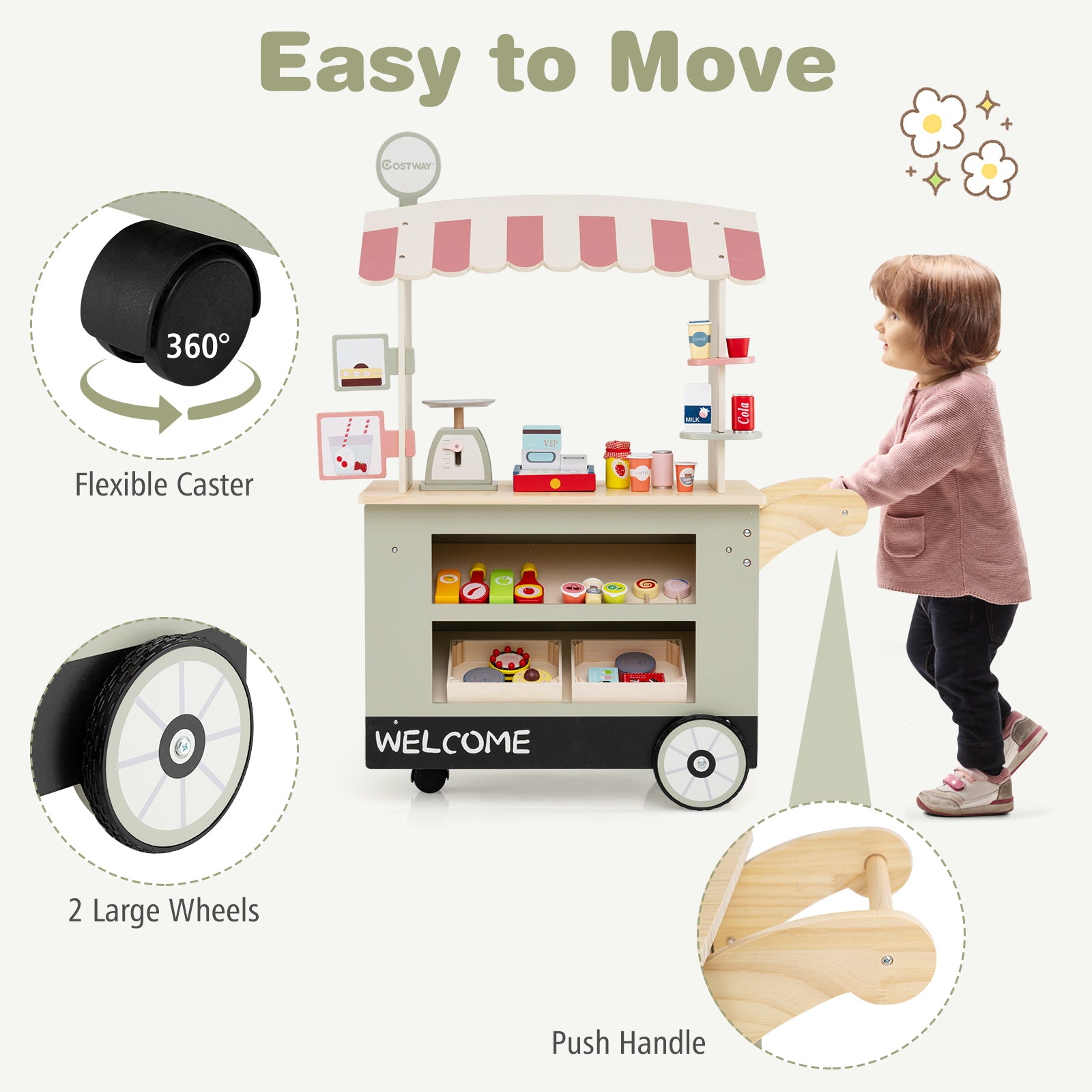 Toy Cart Play Set with POS Machine and Lovely Scale, Green Pretend Toys at Gallery Canada