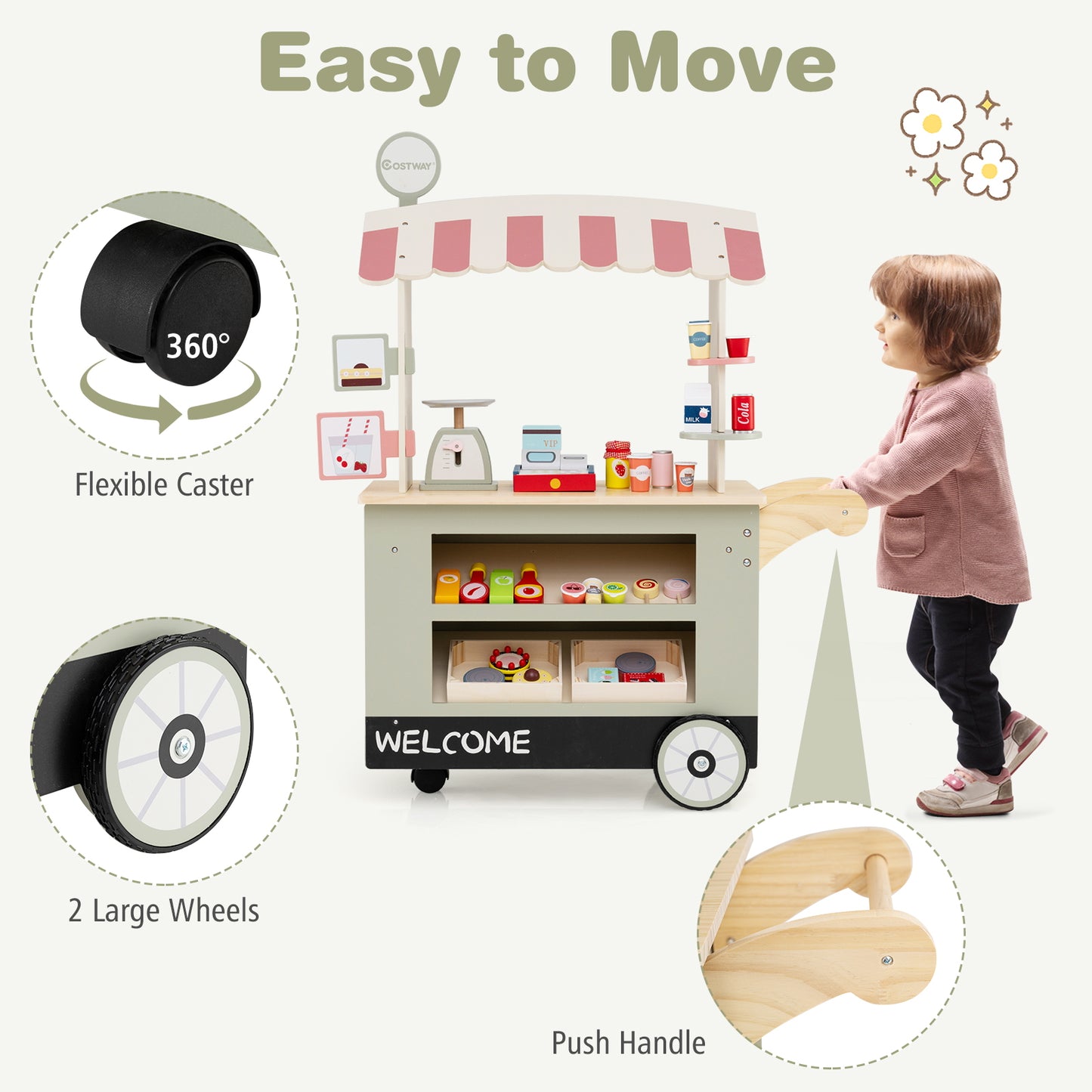 Toy Cart Play Set with POS Machine and Lovely Scale, Green Pretend Toys at Gallery Canada