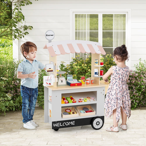 Toy Cart Play Set with POS Machine and Lovely Scale, Gray