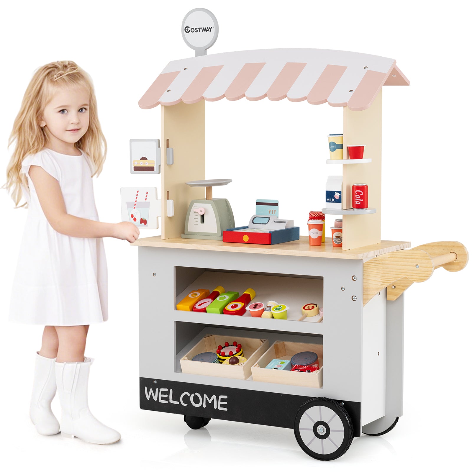 Toy Cart Play Set with POS Machine and Lovely Scale, Gray Pretend Toys Gray at Gallery Canada