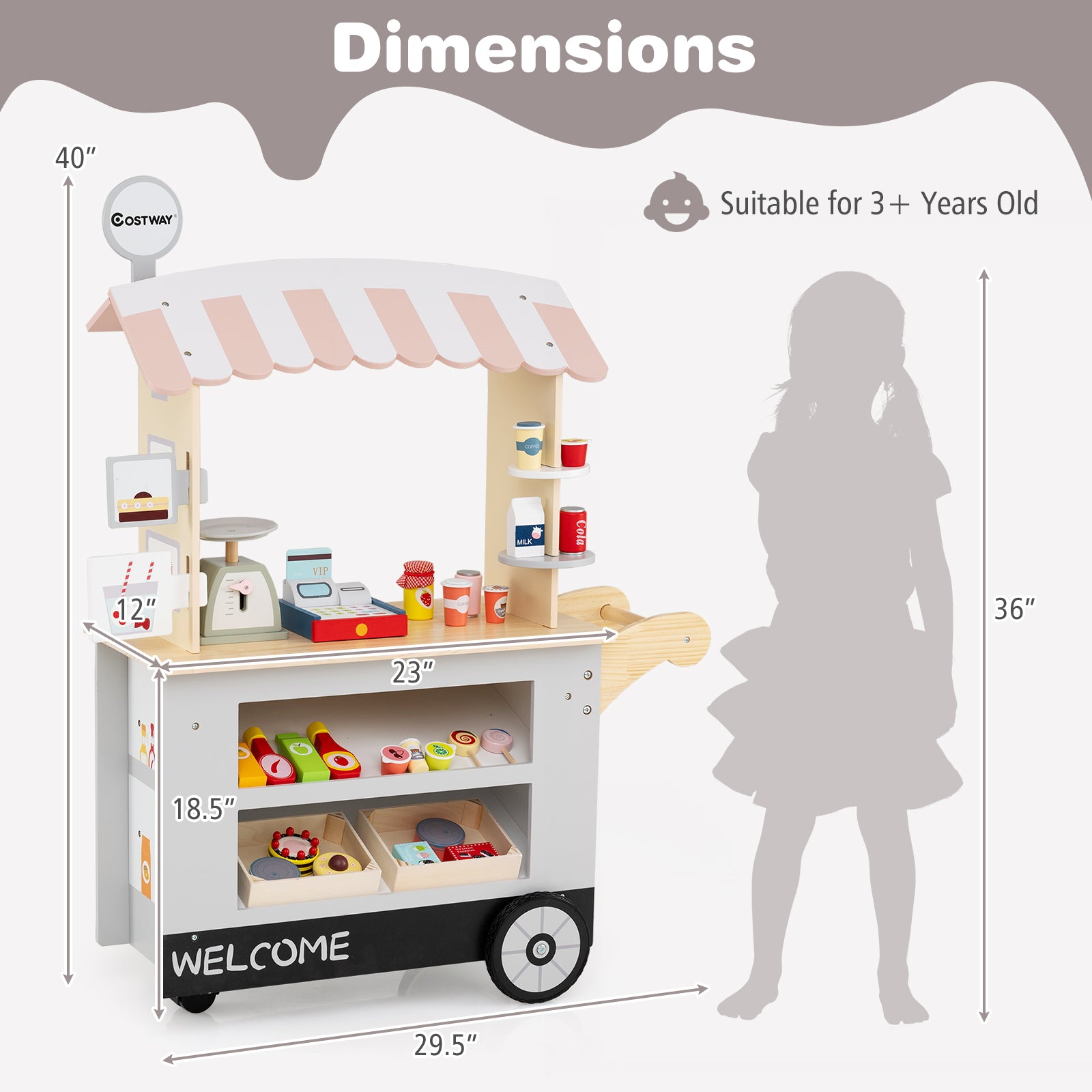 Toy Cart Play Set with POS Machine and Lovely Scale, Gray Pretend Toys at Gallery Canada