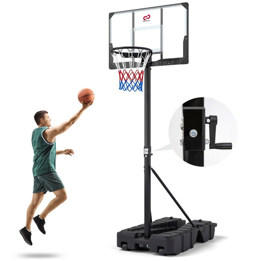 Foldable Basketball Hoop 7.54-10 ft Stepless Adjustable with PC Backboard, Black Sport Equipments Black at Gallery Canada