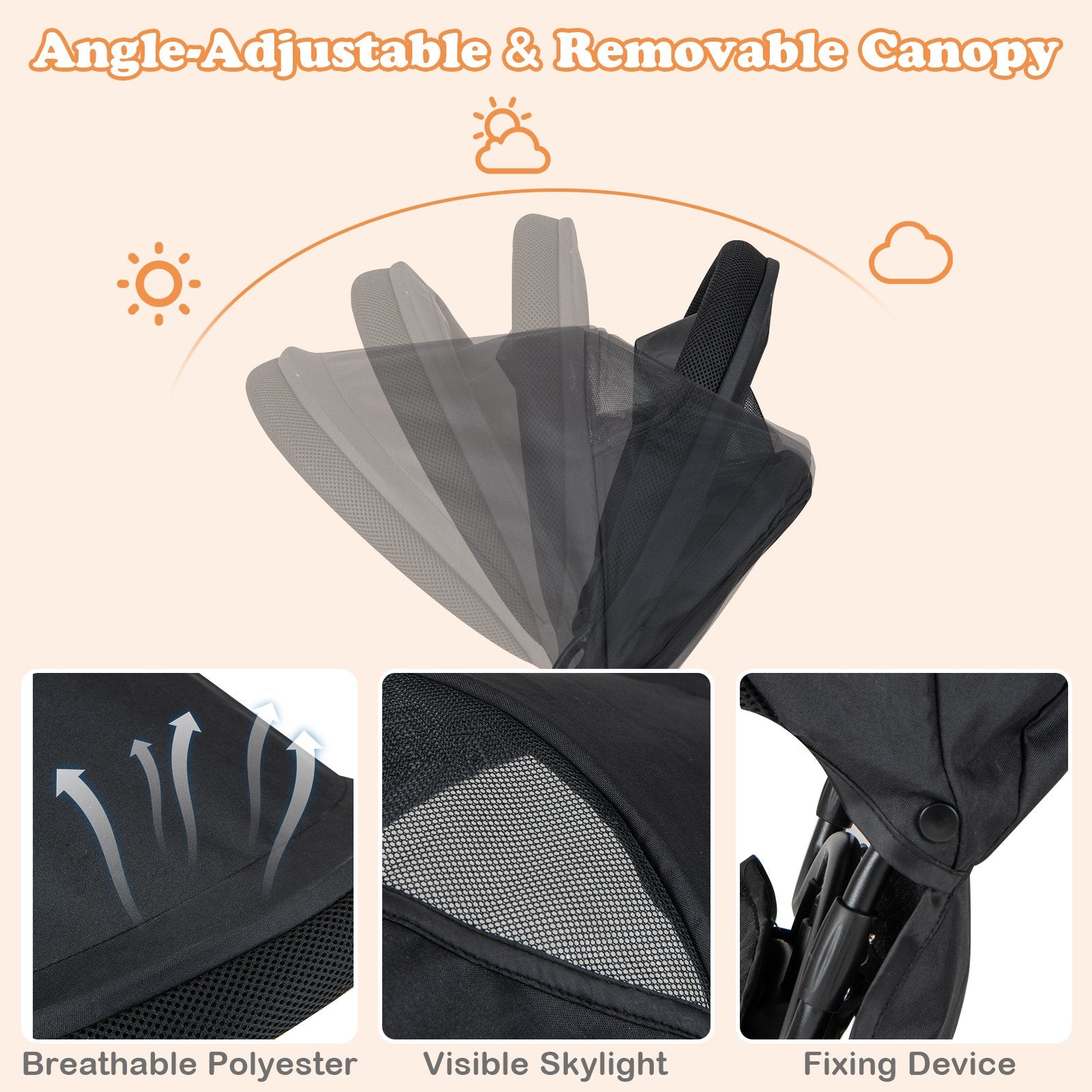 4-in-1 Baby Trike Kids Tricycle with Removable Canopy and Adjustable Push Handle-Grey, Gray Baby Strollers at Gallery Canada