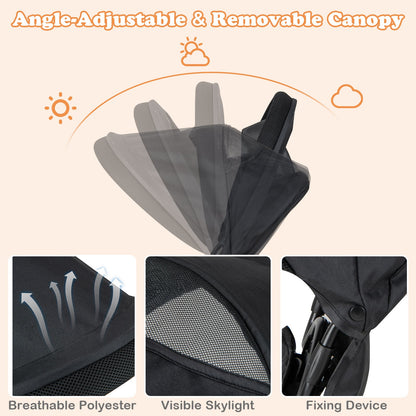 4-in-1 Baby Trike Kids Tricycle with Removable Canopy and Adjustable Push Handle-Grey, Gray Baby Strollers at Gallery Canada