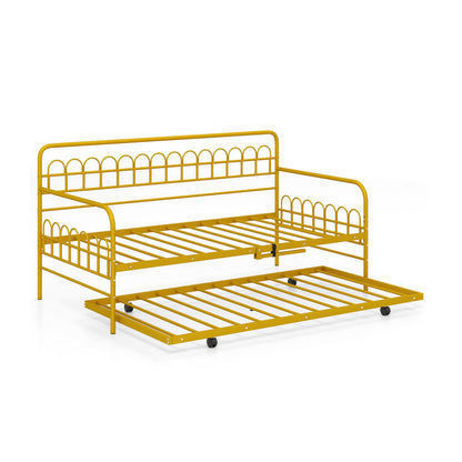 Twin Daybed with Curved Backrest and Armrests, Gold Trundle Bed Frame at Gallery Canada