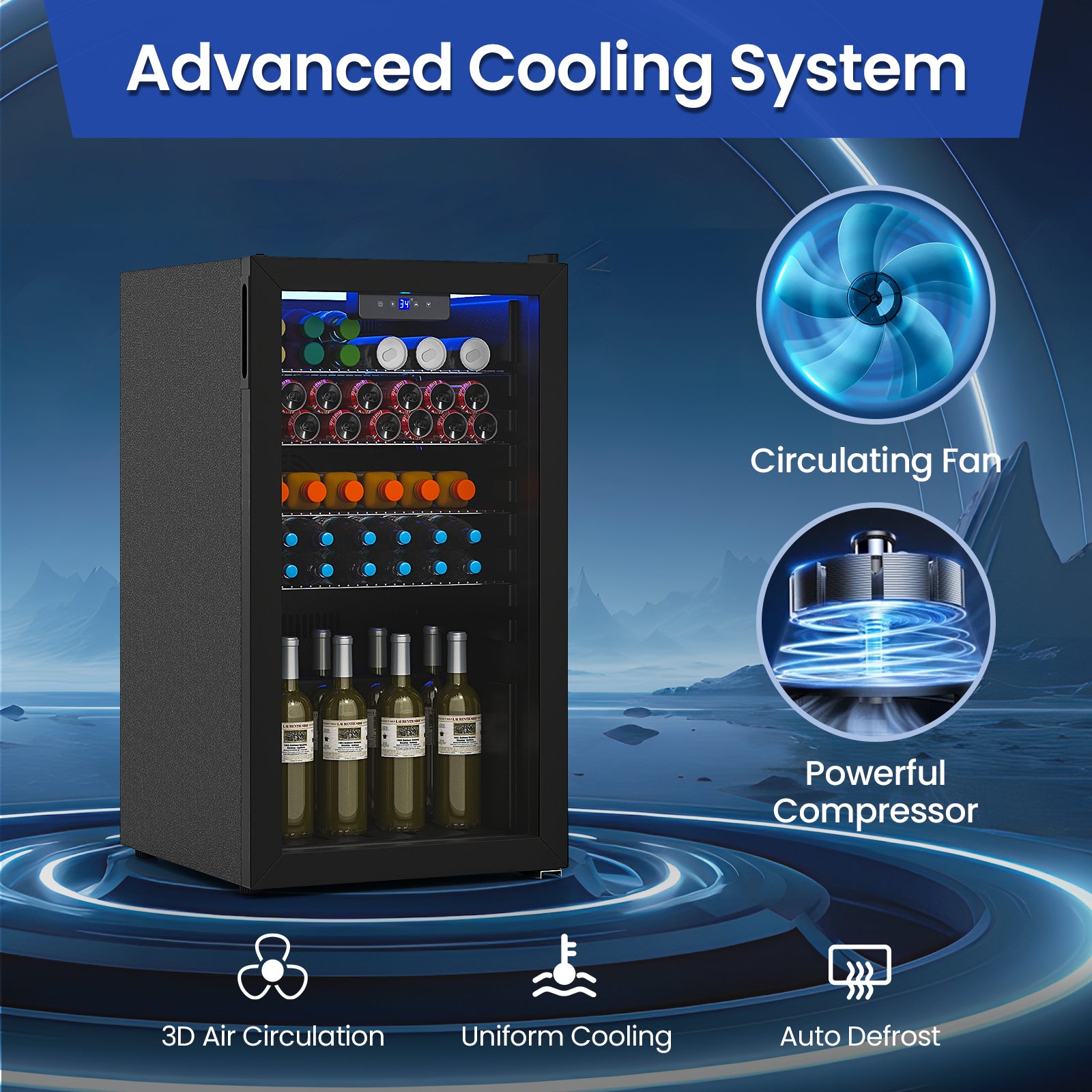 Beverage Refrigerator Cooler, Glass Door, Black Wine & Beverage Coolers at Gallery Canada
