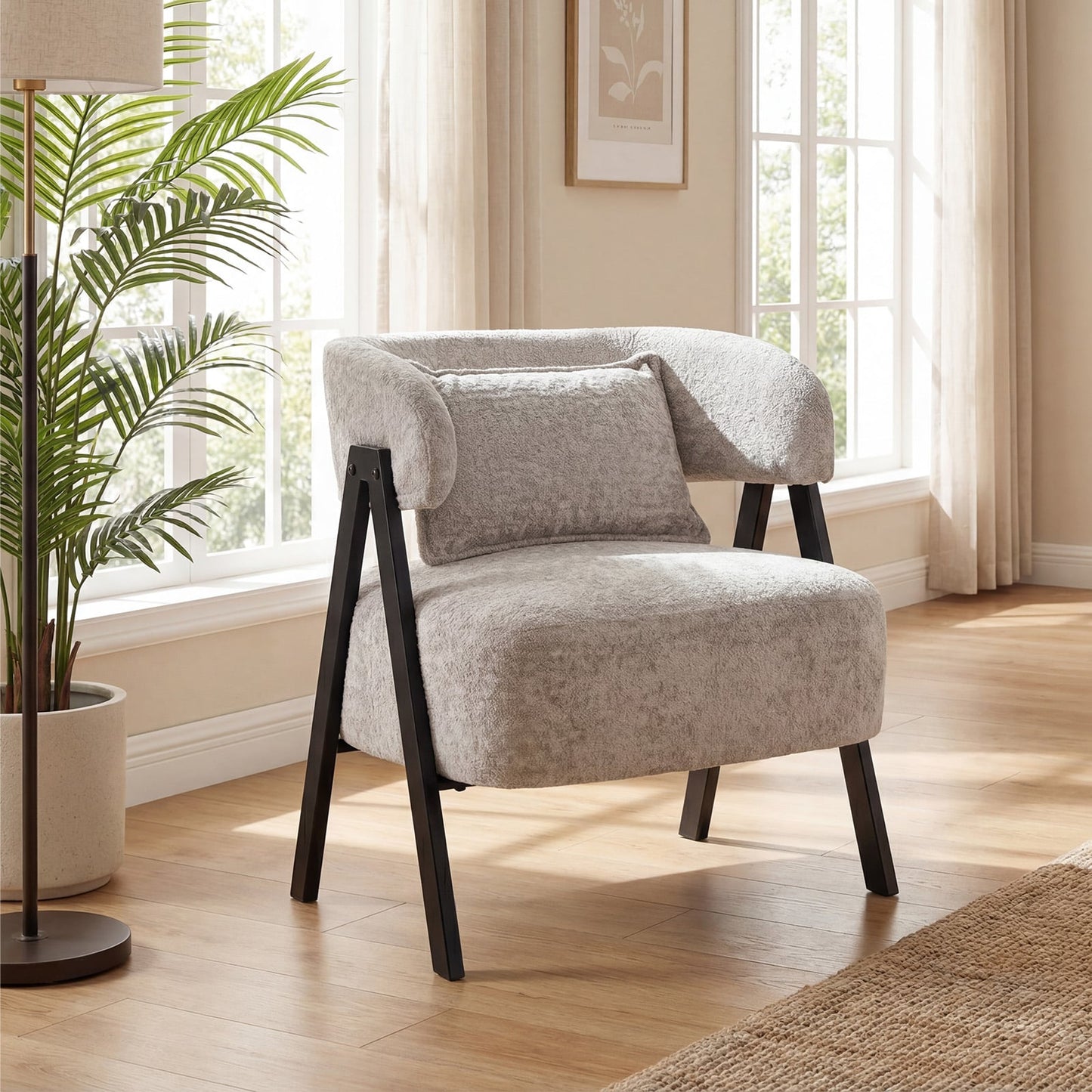 Faux Rabbit Fur Barrel Accent Chair, Gray Accent Chairs at Gallery Canada