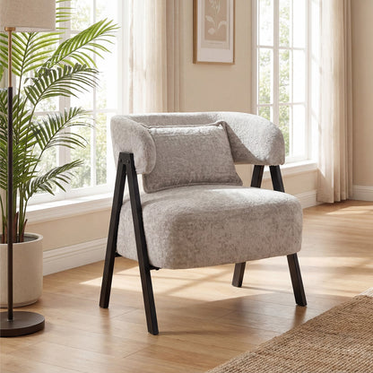 Faux Rabbit Fur Barrel Accent Chair, Gray Accent Chairs at Gallery Canada