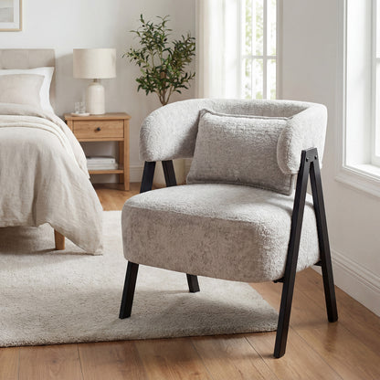Faux Rabbit Fur Barrel Accent Chair, Gray Accent Chairs at Gallery Canada