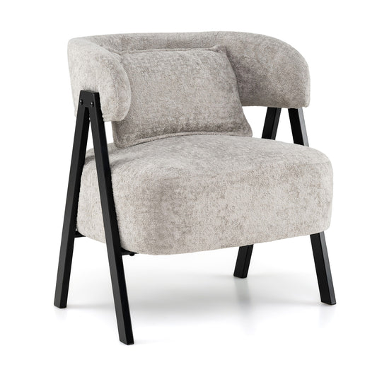Faux Rabbit Fur Barrel Accent Chair, Gray Accent Chairs Gray at Gallery Canada