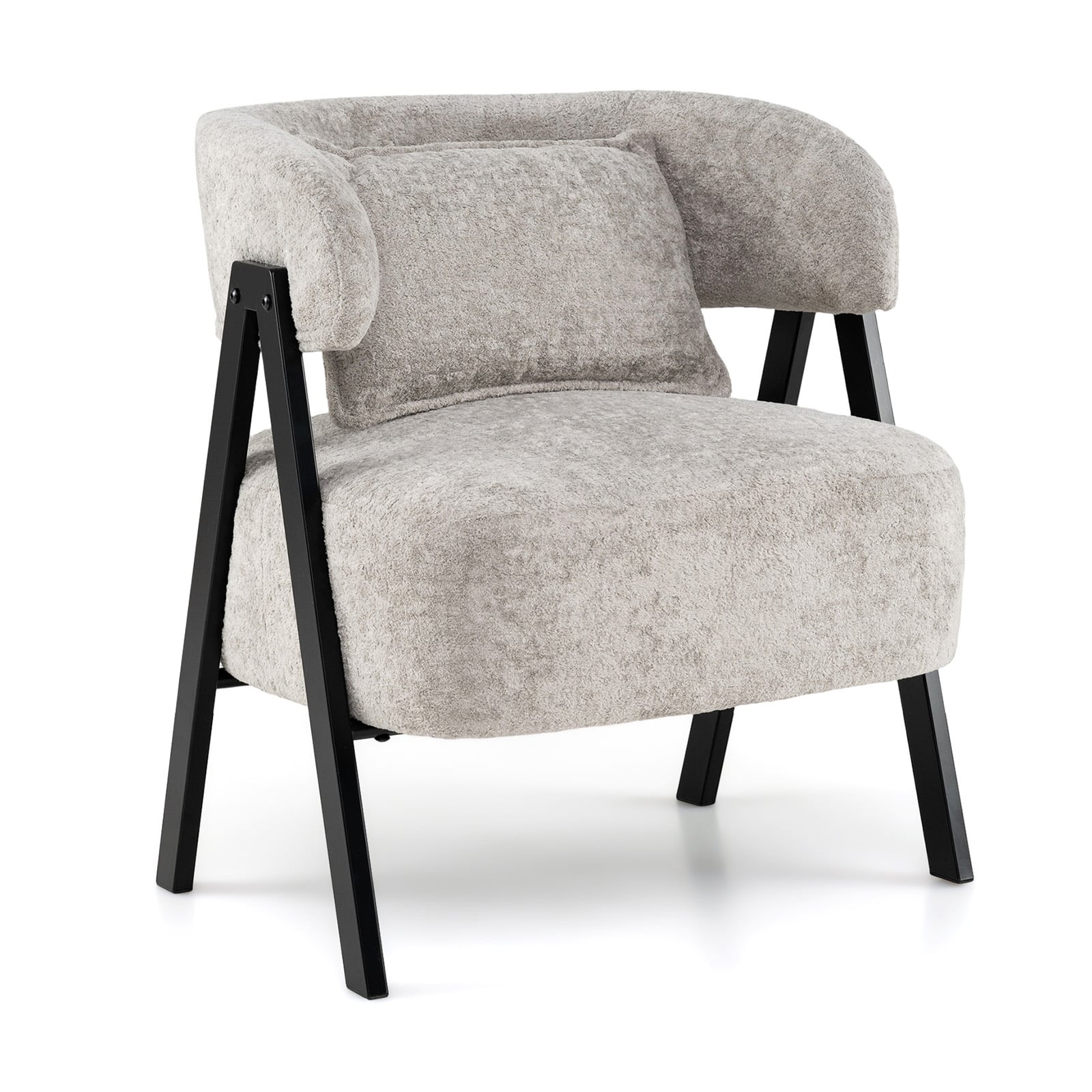 Faux Rabbit Fur Barrel Accent Chair, Gray Accent Chairs at Gallery Canada