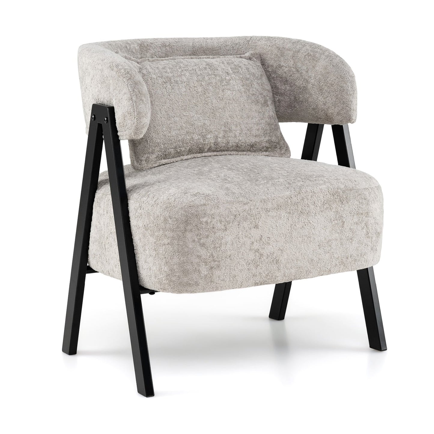 Faux Rabbit Fur Barrel Accent Chair, Gray Accent Chairs at Gallery Canada