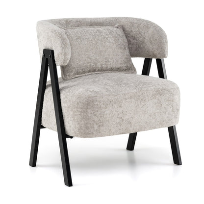 Faux Rabbit Fur Barrel Accent Chair, Gray Accent Chairs at Gallery Canada