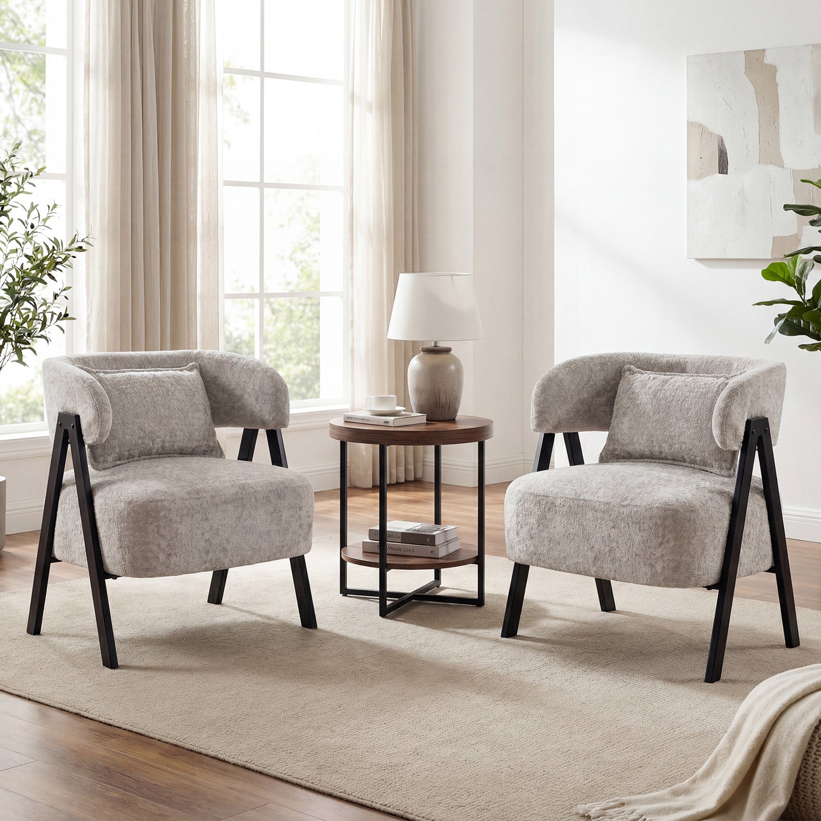 Faux Rabbit Fur Barrel Accent Chair, Gray Accent Chairs at Gallery Canada