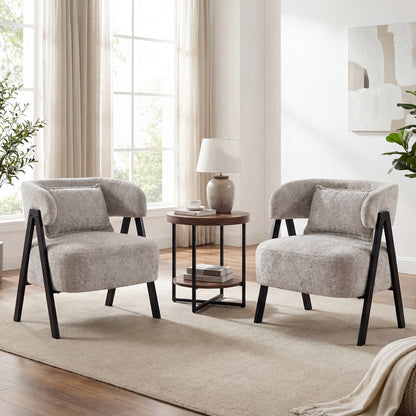 Faux Rabbit Fur Barrel Accent Chair, Gray Accent Chairs at Gallery Canada