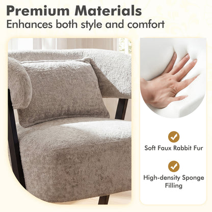 Faux Rabbit Fur Barrel Accent Chair, Gray Accent Chairs at Gallery Canada