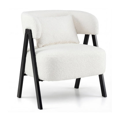 Barrel Accent Chair Faux Rabbit Fur Upholstered Armchair, White Accent Chairs at Gallery Canada