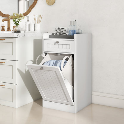 Laundry Hamper Cabinet With Drawer, Tilt-Out Design, White Laundry Baskets at Gallery Canada