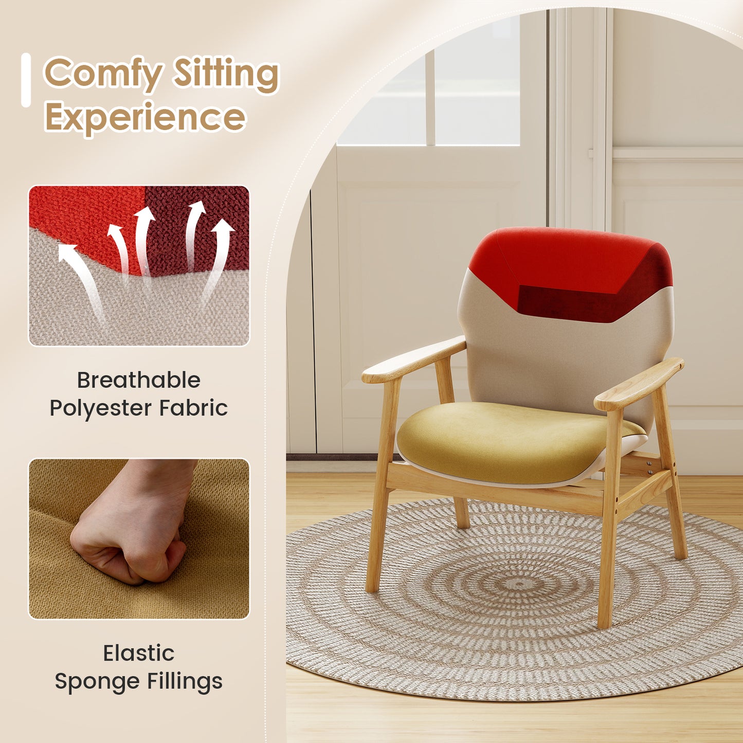 Modern Accent Chair Upholstered Side Armchair with Spacious Backrest Accent Chairs at Gallery Canada