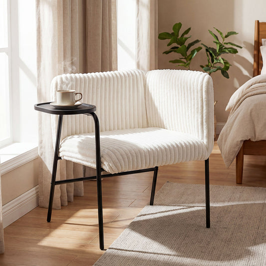 Accent Chair with Tray Table, Metal Frame, Beige Accent Chairs Beige at Gallery Canada
