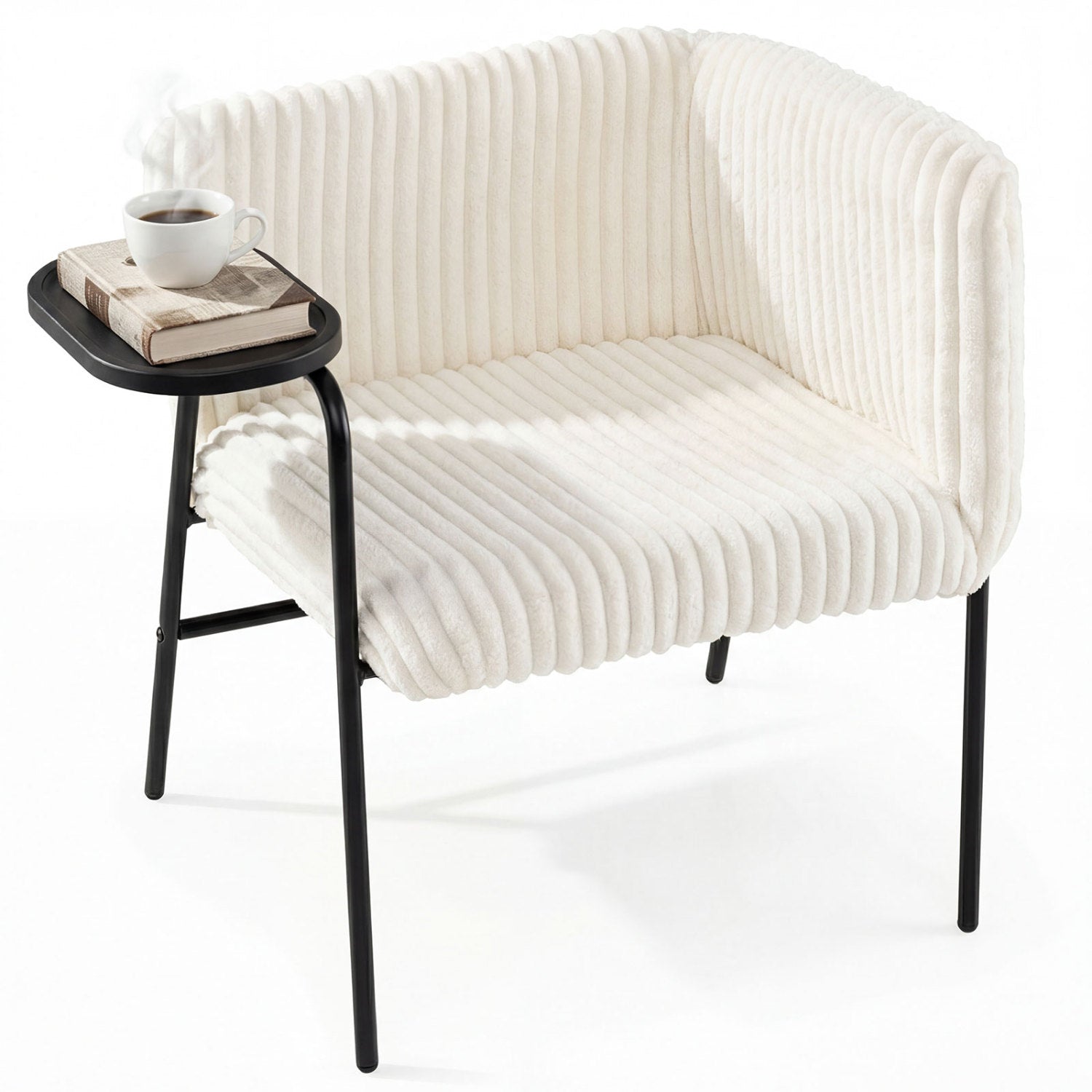 Accent Chair with Tray Table, Metal Frame, Beige Accent Chairs at Gallery Canada
