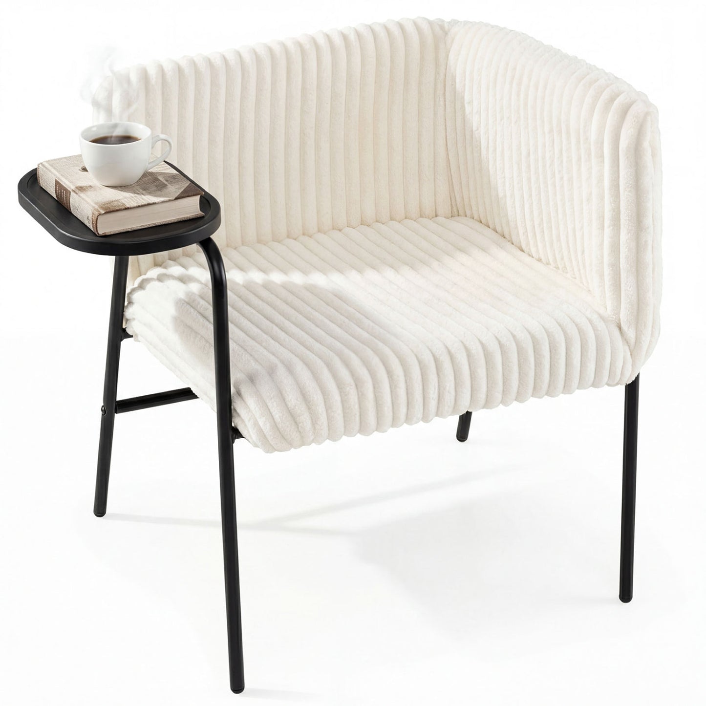 Accent Chair with Tray Table, Metal Frame, Beige Accent Chairs at Gallery Canada