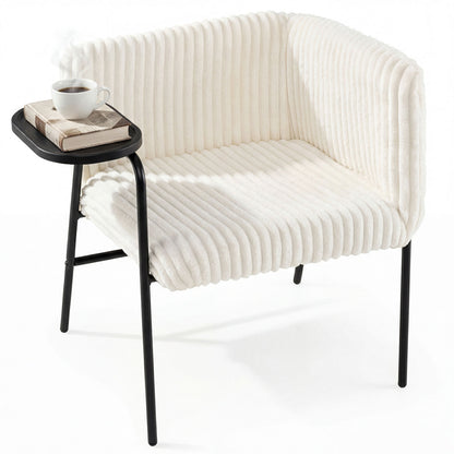 Accent Chair with Tray Table, Metal Frame, Beige Accent Chairs at Gallery Canada