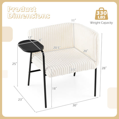 Accent Chair with Tray Table, Metal Frame, Beige Accent Chairs at Gallery Canada