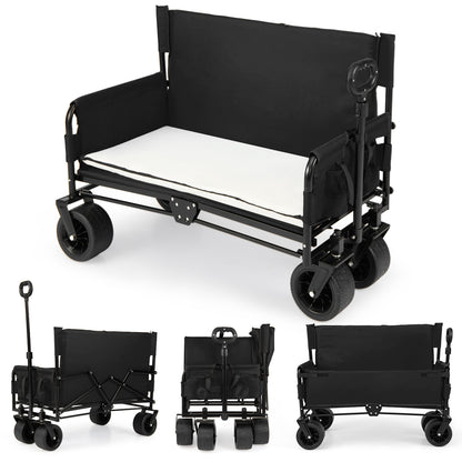 2-In-1 Collapsible Wagon Bench Seat, Black Camping Furniture Black at Gallery Canada