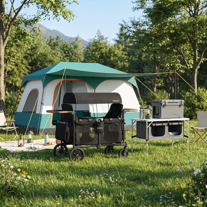 4-In-1 Family Camping Gear Set, Wagon Table Cooler Tent Camping Black at Gallery Canada