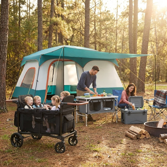 4-In-1 Family Camping Gear Set, Wagon Table Cooler Tent Camping Black at Gallery Canada
