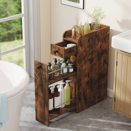 Small Bathroom Storage Cabinet 4-Tier, Brown Floor Cabinets Brown at Gallery Canada