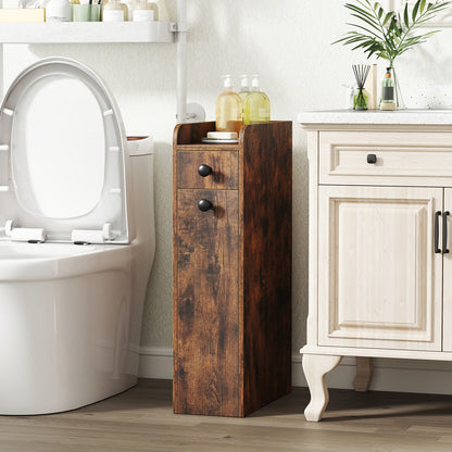 Armoire de rangement de salle de bain petite 4 étagères, marron