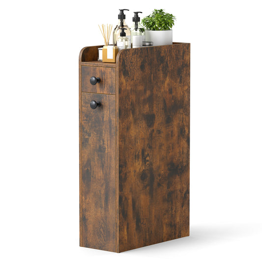 Small Bathroom Storage Cabinet 4-Tier, Brown Floor Cabinets Brown at Gallery Canada