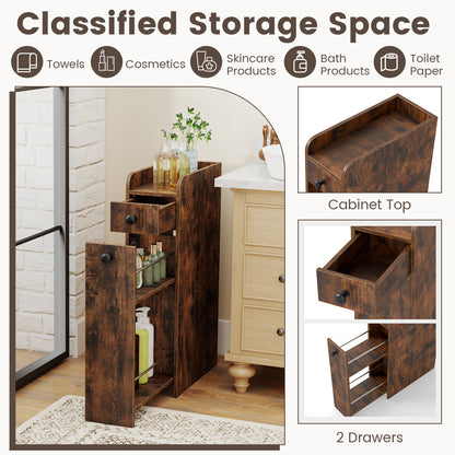Armoire de rangement de salle de bain petite 4 étagères, marron