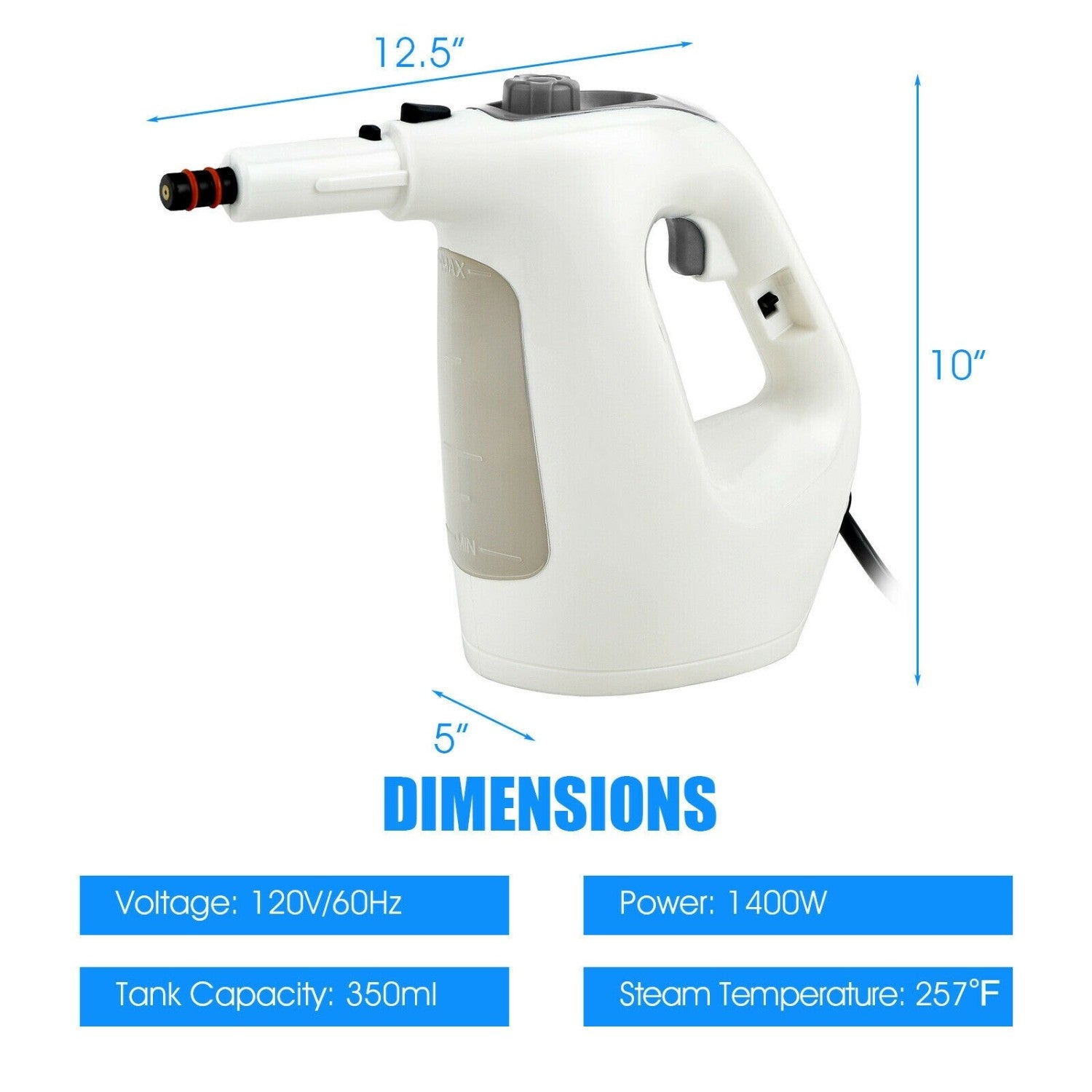 1400W Handheld Steam Cleaner with 14-Piece Accessory Kit and Child Lock, Gray Vacuums & Cleaners at Gallery Canada