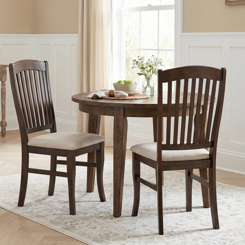Set of 2 Mid-Century Dining Chairs, Brown & White