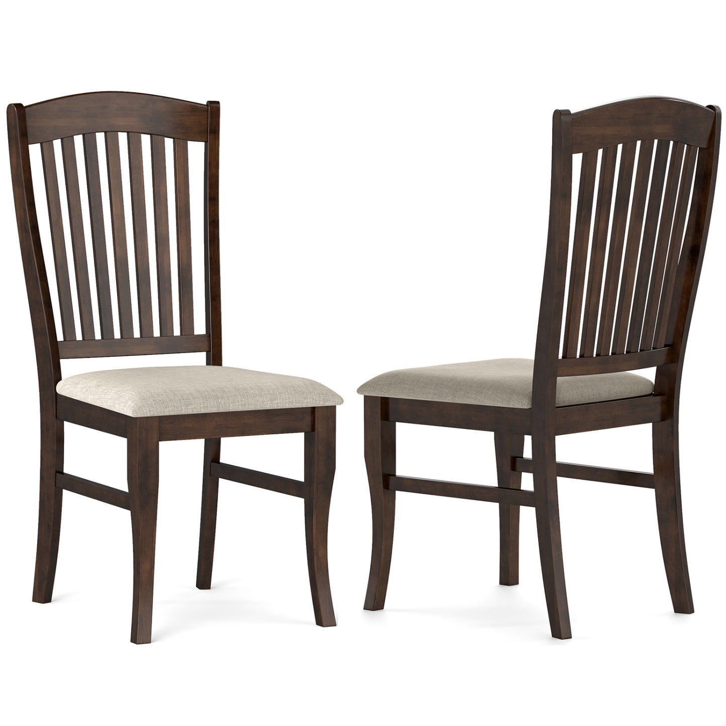 Set of 2 Mid-Century Dining Chairs, Brown & White