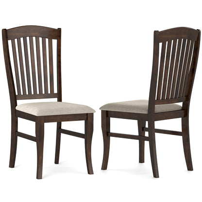 Set of 2 Mid-Century Dining Chairs, Brown & White