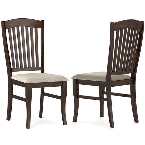 Set of 2 Mid-Century Dining Chairs, Brown & White