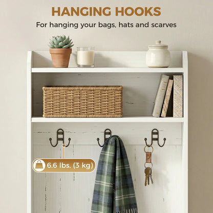 Rustic Hall Tree, Shoe Storage Bench, Coat Rack, Shelves, White Clothing Storage at Gallery Canada