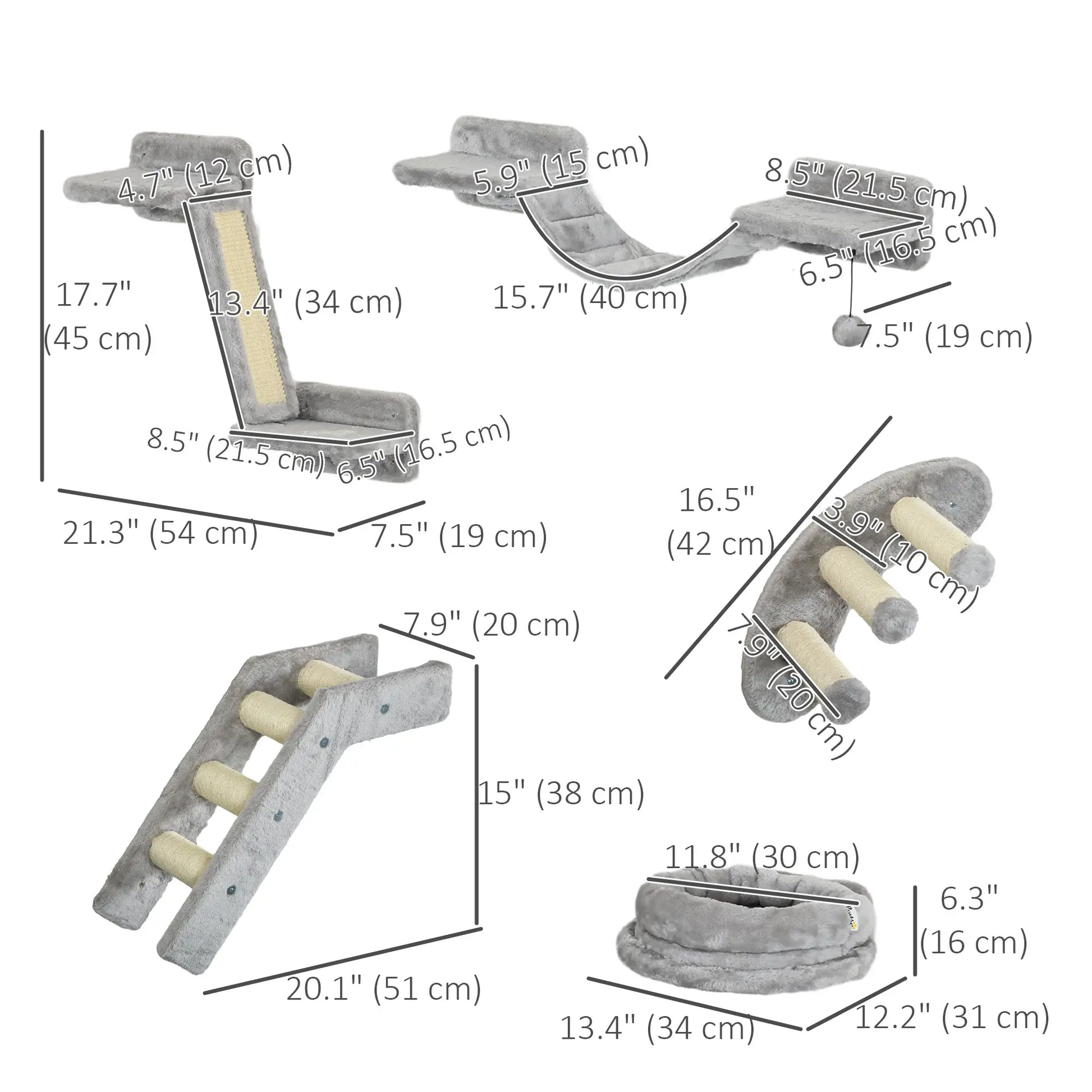 5PCs Cat Wall Shelves, Scratching Post, Ladder, Bed, Platform Cat Climbing Wall at Gallery Canada