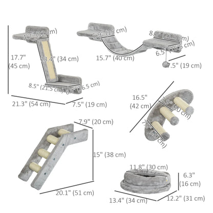 5PCs Cat Wall Shelves, Scratching Post, Ladder, Bed, Platform Cat Climbing Wall at Gallery Canada