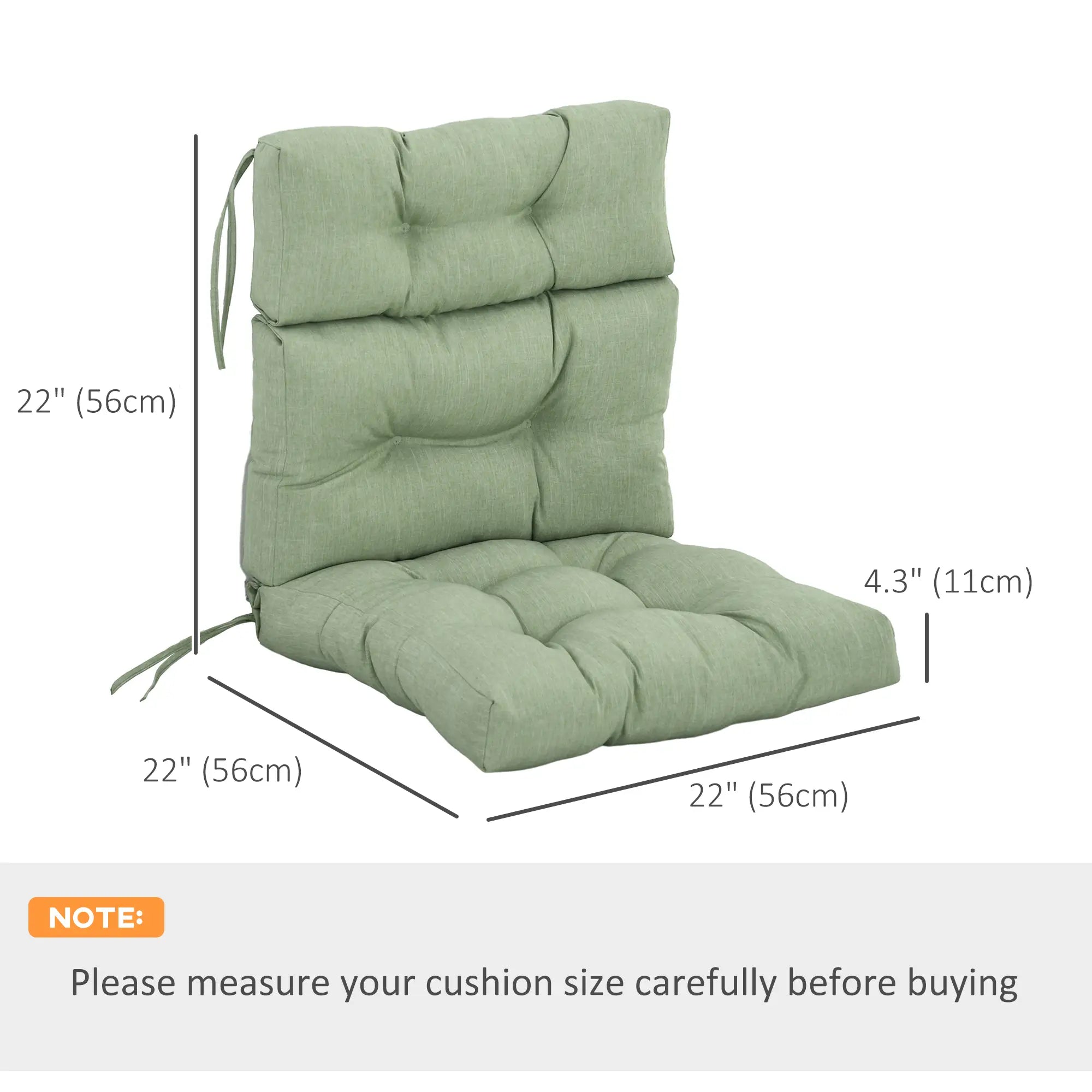 Outdoor Patio Chair Cushion, Tufted with Ties, Light Green Patio Chair Cushions at Gallery Canada